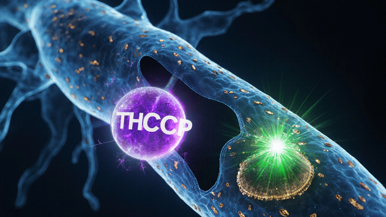 THCP proniká krví‑mozkem a váže se na receptor CB1.