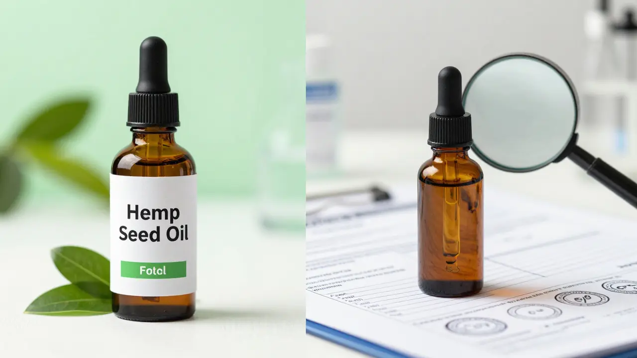 Srovnání kosmetického konopného oleje s profesionálním CBD olejem a laboratorním certifikátem.
