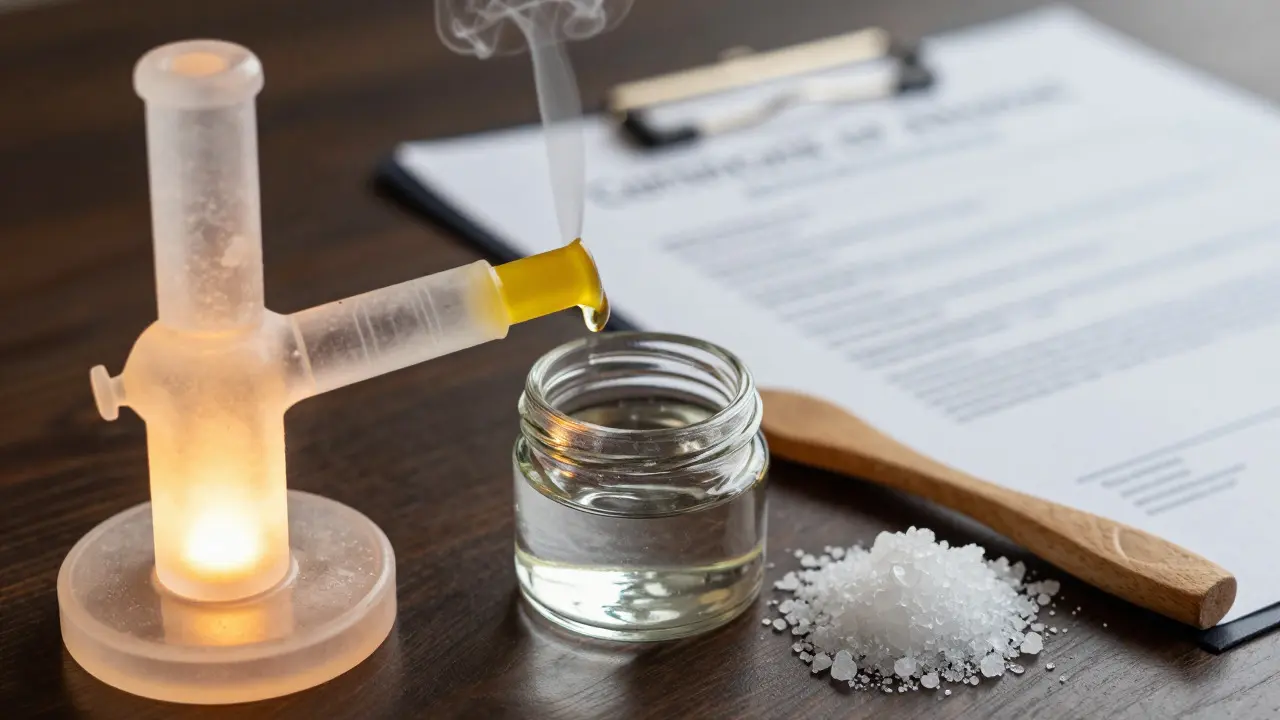CBD koncentráty připravené k vaporizaci vedle laboratorního protokolu o kvalitě
