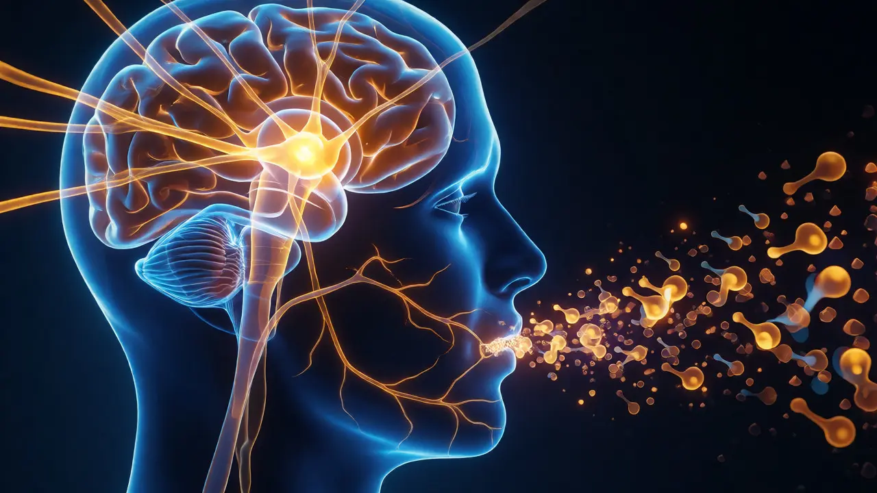 Konceptuální ilustrace mozku s aktivovanými neurony