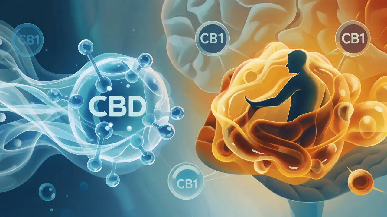 Konceptuální ilustrace porovnávající lehkou strukturu CBD a těžší efekt H4CBD